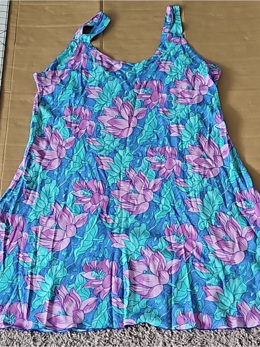 Rainbow Jo blue/aqua/lilac floral sundress-XL - Picture 4 of 7